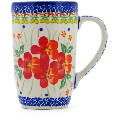 Polish Pottery Mug 14 oz Vermilion Clusters