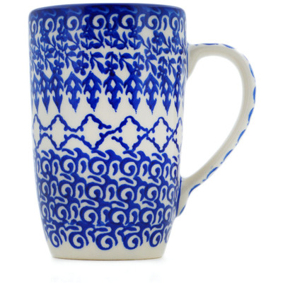 Polish Pottery Mug 14 oz Winter Blue