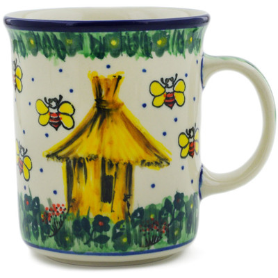 Polish Pottery Mug 15 oz Bee Happy UNIKAT