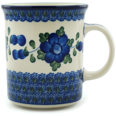 Polish Pottery Mug 15 oz Blue Poppies