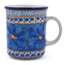 Polish Pottery Mug 15 oz Blue Poppies UNIKAT