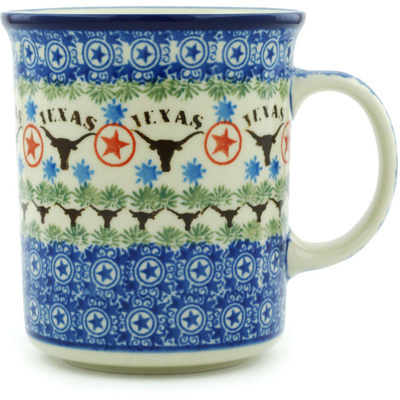 Polish Pottery Mug 15 oz Texas Longhorns