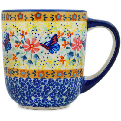 Polish Pottery Mug 16 oz Butterfly Summer Garden UNIKAT
