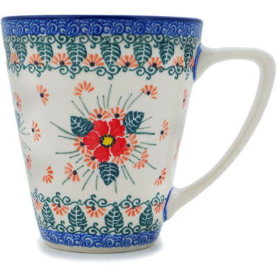 Polish Pottery Mug 16 oz Pink Forget Me Not UNIKAT