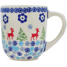 Polish Pottery Mug 16 oz Ring Around The Reindeer