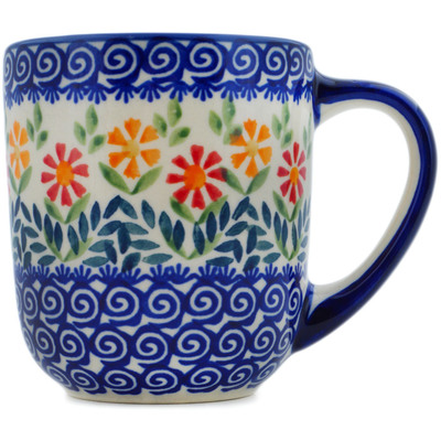 Polish Pottery Mug 16 oz Wave Of Flowers