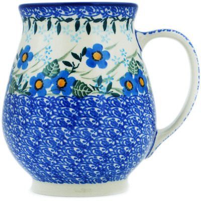 Polish Pottery Mug 17 oz Blue Joy