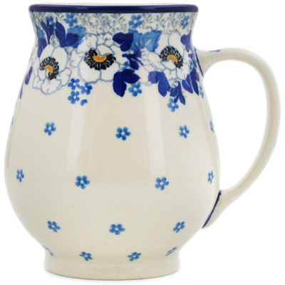 Polish Pottery Mug 17 oz Blue Spring