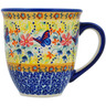 Polish Pottery Mug 17 oz Butterfly Summer Garden UNIKAT