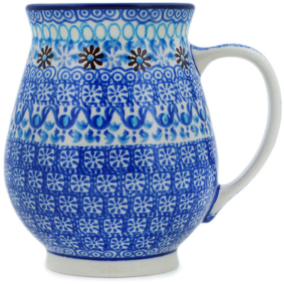 Polish Pottery Mug 17 oz Crocheted Granny Squares