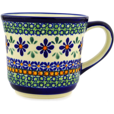 Polish Pottery Mug 17 oz Gingham Flowers
