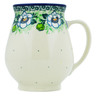 Polish Pottery Mug 17 oz Green Flora