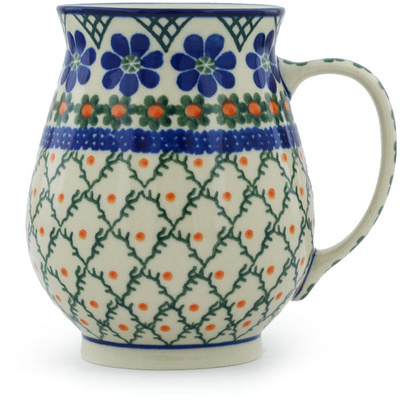 Polish Pottery Mug 17 oz Primrose Trellis