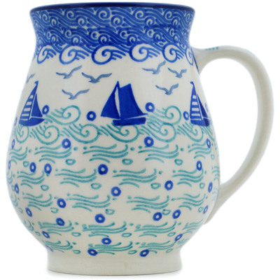 Polish Pottery Mug 17 oz Sailing Day