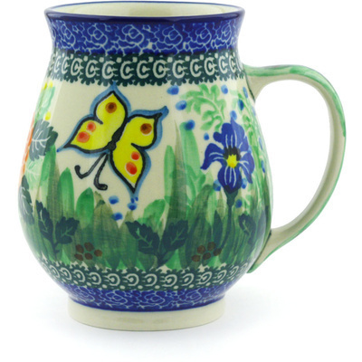Polish Pottery Mug 17 oz Spring Garden UNIKAT