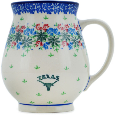 Polish Pottery Mug 17 oz Texas Wildflower