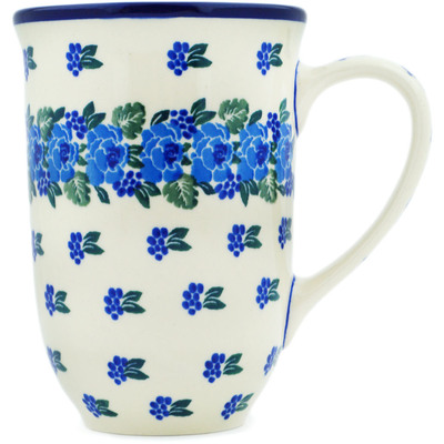 Polish Pottery Mug 19 oz Blue Carnation