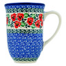 Polish Pottery Mug 19 oz Red Pansy