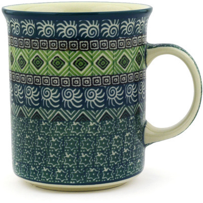 Polish Pottery Mug 20 oz Olive Aztek