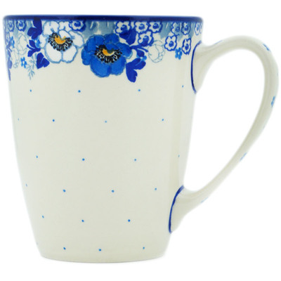 Polish Pottery Mug 22 oz Blue Spring Blue