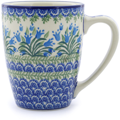 Polish Pottery Mug 22 oz Feathery Bluebells
