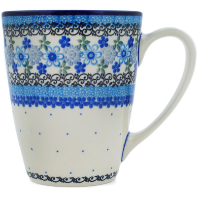 Polish Pottery Mug 22 oz Light Blue Lace