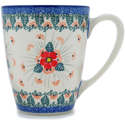 Polish Pottery Mug 22 oz Pink Forget Me Not UNIKAT