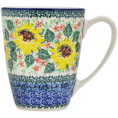 Polish Pottery Mug 22 oz Summer Sunflowers UNIKAT