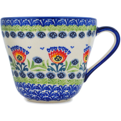 Polish Pottery Mug 26 oz Flower Flames UNIKAT