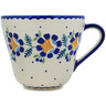 Polish Pottery Mug 26 oz Orange And Blue Flower