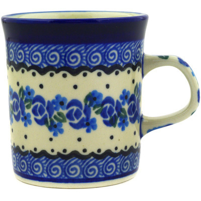 Polish Pottery Mug 5 oz Blue Bud Sea