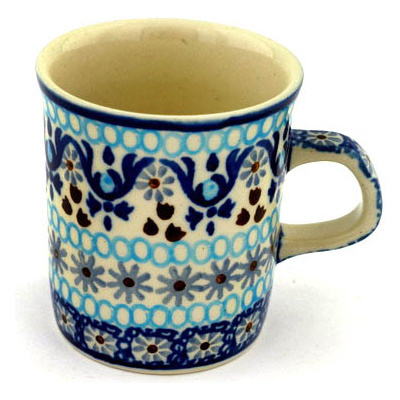 Polish Pottery Mug 5 oz Blue Ice