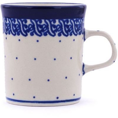 Polish Pottery Mug 5 oz Blue Polka Dot