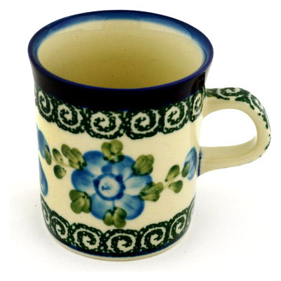 Polish Pottery Mug 5 oz Blue Poppies