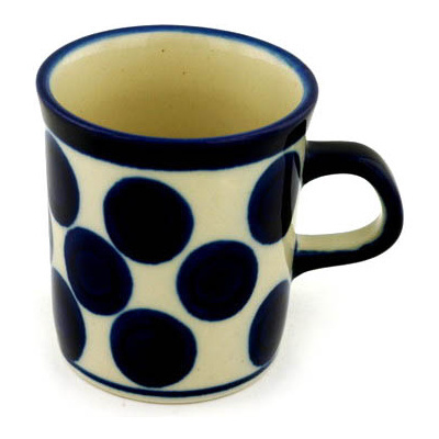 Polish Pottery Mug 5 oz Bold Blue Dots