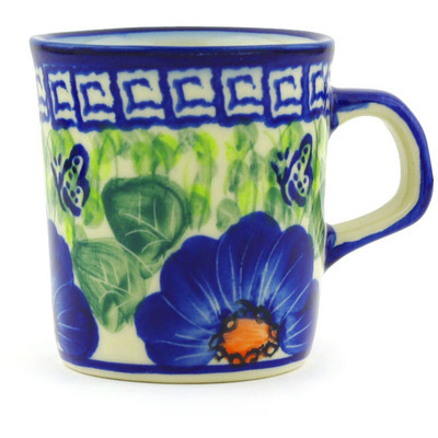 Polish Pottery Mug 5 oz Brilliant Butterfly Popp UNIKAT