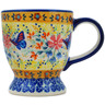 Polish Pottery Mug 7 oz Butterfly Summer Garden UNIKAT