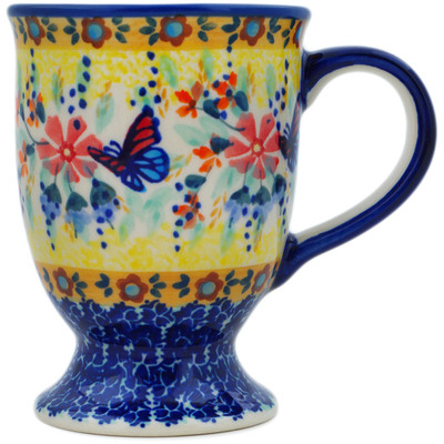 Polish Pottery Mug 7 oz Butterfly Summer Garden UNIKAT
