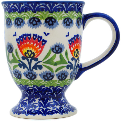 Polish Pottery Mug 7 oz Flower Flames UNIKAT