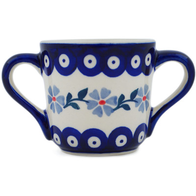 Polish Pottery Mug 7 oz Peacock Forget-me-not