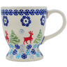 Polish Pottery Mug 7 oz Ring Around The Reindeer