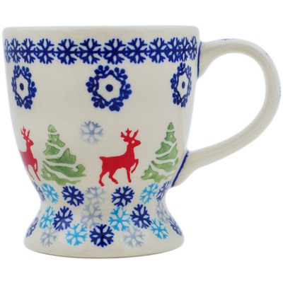 Polish Pottery Mug 7 oz Ring Around The Reindeer