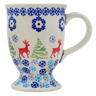 Polish Pottery Mug 7 oz Ring Around The Reindeer