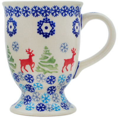 Polish Pottery Mug 7 oz Ring Around The Reindeer