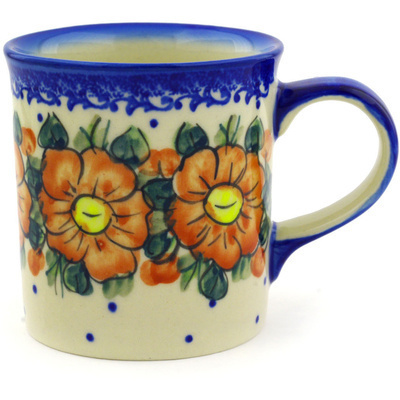 Polish Pottery Mug 8 oz Autumn Pansies