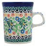 Polish Pottery Mug 8 oz Black Heart Garden UNIKAT