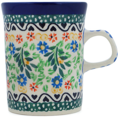 Polish Pottery Mug 8 oz Black Heart Garden UNIKAT