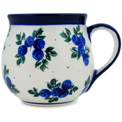 Polish Pottery Mug 8 oz Blue Berry Special UNIKAT
