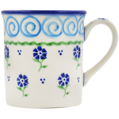 Polish Pottery Mug 8 oz Blue Bursts