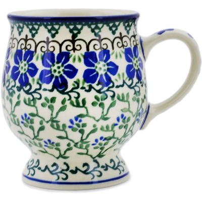 Polish Pottery Mug 8 oz Blue Dogwood